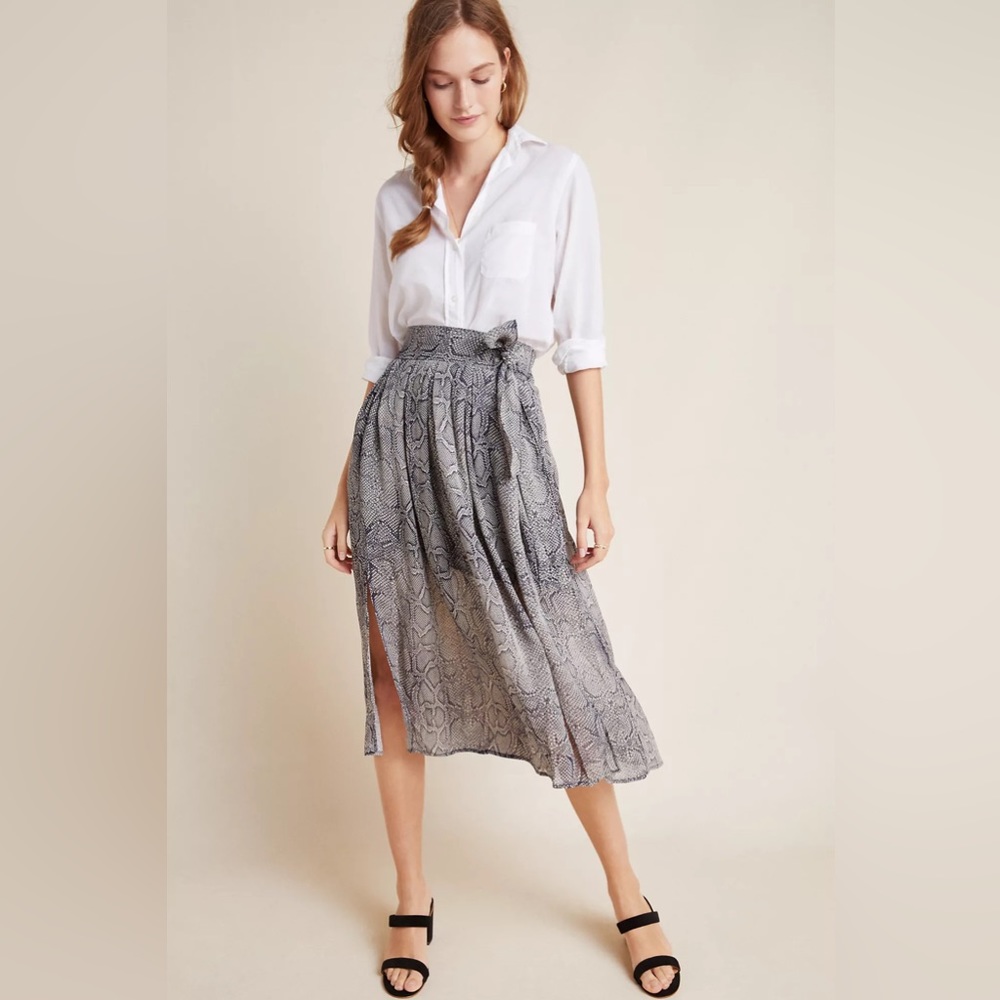 Anthropologie Maeve Annette Snake Print MIDI Skirt Size 0